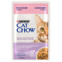 Влажный корм для кошек с чувствительным пищеварением Purina Cat Chow Sensitive с лососем и цуккини 13 шт по 85 г