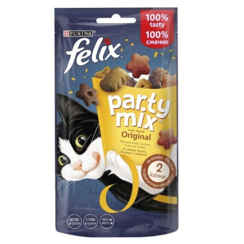 Ласощі для кішок Purina Felix Party Mix Original м'ясний мікс 60 г