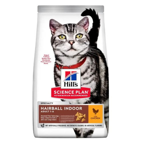 Сухой корм для взрослых кошек Hill's Science Plan Adult Hairball Indoor, для выведения комочков шерсти, с курицей 1.5 (кг)