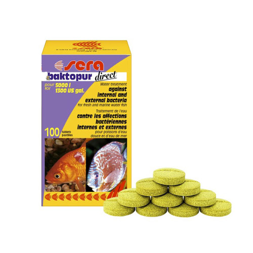 Лікарський препарат для акваріумних риб Sera Baktopur Direct, 1 таблетка на 50 л. води