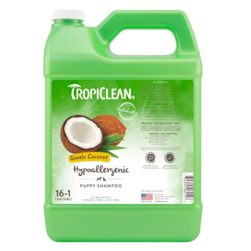 Гипоаллергенный шампунь для котят и щенков TropiClean Gentle Coconut (Кокос)  3.8 (л)