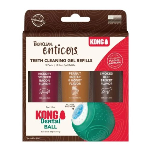 Набор гелей для ухода за полостью рта собак TropiClean Enticers для шарика Kong 3 х 14,8 мл - ассорти вкусов