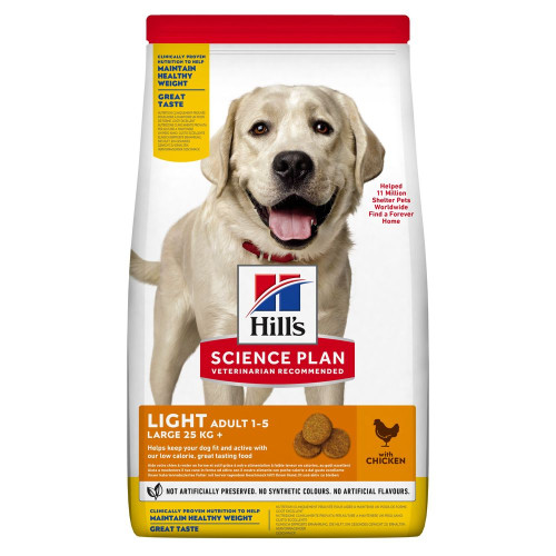 Сухой корм Hill's Science Plan Canine Adult Light Large Breed для малоактивных взрослых собак больших пород, с курицей, 14 кг