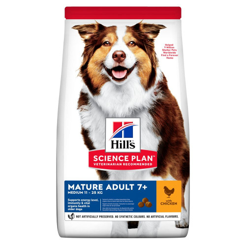 Сухий корм Hill's Science Plan Canine Mature Adult 7+ для літніх собак середніх порід, з куркою, 14 кг