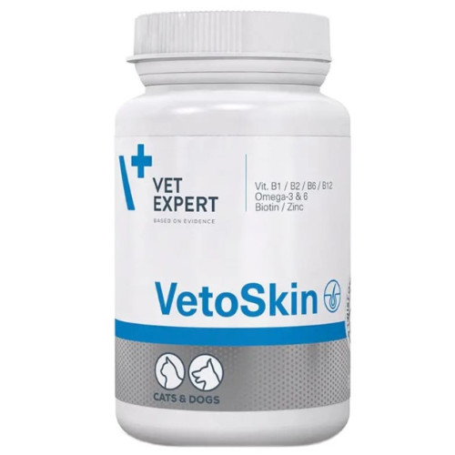 Харчова добавка для котів та собак Vet Expert VetoSkin для здоров'я шкіри та шерсті 60 шт