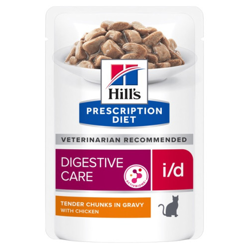 Вологий корм Hill's Prescription Diet i/d для котів, догляд за травленням, з куркою, 12х85 г