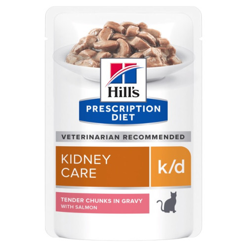 Вологий корм Hill’s Prescription Diet k/d для котів, підтримка функції нирок, з лососем, 12x85 г