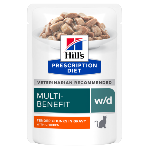 Вологий корм для котів Hill’s Prescription Diet w/d при цукровому діабеті та для контролю ваги з куркою, 12x85 г
