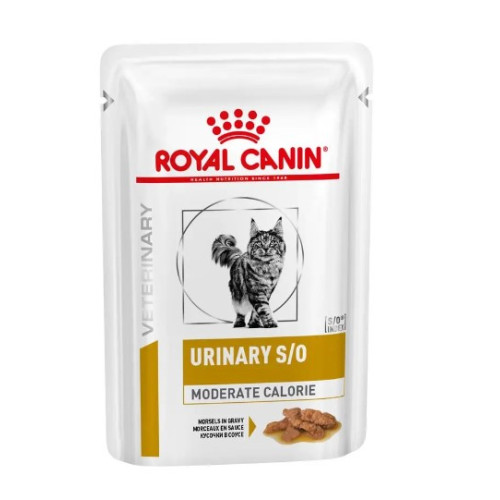 Вологий корм Royal Canin Urinary S/O Feline Moderate Calorie Pouches для котів зі схильністю до набору зайвої ваги та захворювання сечовивідних шляхів 12 шт х 85 г