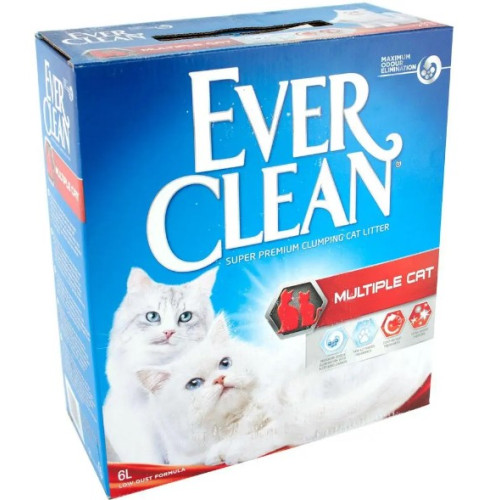 Наповнювач для котячого туалету Ever Clean Multiple Cat - бентонітовий, без ароматизатора 6 (кг)