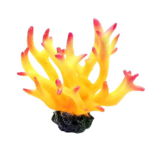 Декорация для аквариума "Коралл желтый" 17х9х15 см