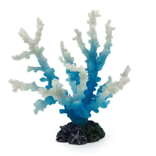 Декорація для акваріума "Корал біло-синій" 19х10х20 см