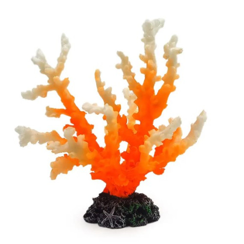 Декорация для аквариума "Коралл оранжевый" 19х10х20 см
