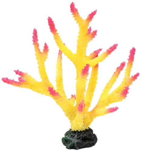 Декорація для акваріума "Корал жовтий" 20х14х21 см