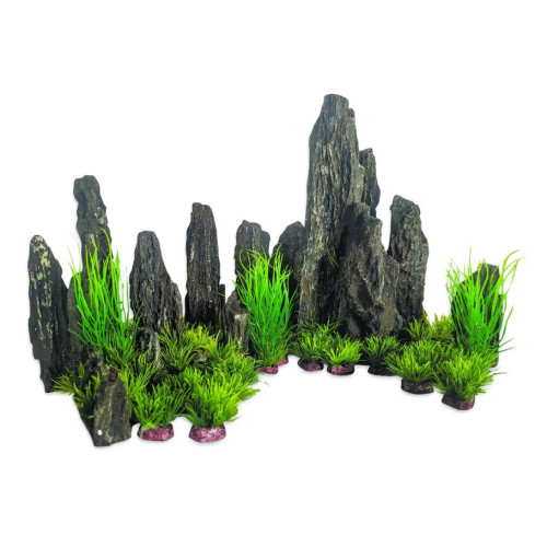 Декорация для аквариума "Искусственные скалы с растениями" SunSun ZJ-05 набор 