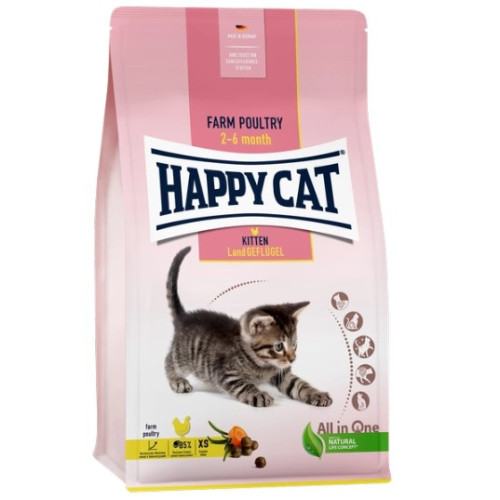 Сухой корм для котят с 5 недель до 6 месяцев Happy Cat Kitten Land Geflügel, с птицей 300 (г)
