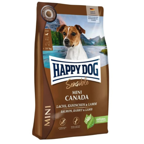 Сухой корм для собак мелких пород Happy Dog Sensible Mini Canada, с лососем, кроликом и ягненком 4 (кг)