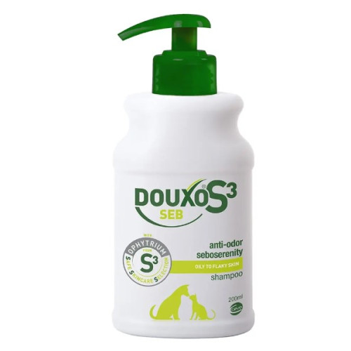 Лікувальний шампунь CEVA Douxo S3 Seb для жирної шкіри собак та котів, себорегулюючий, без запаху, 200 мл