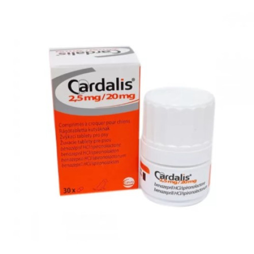 Жевательные таблетки для собак Кардалис Ceva Cardalis 2,5 мг/20 мг, для лечения сердечной недостаточности, 30 таб.