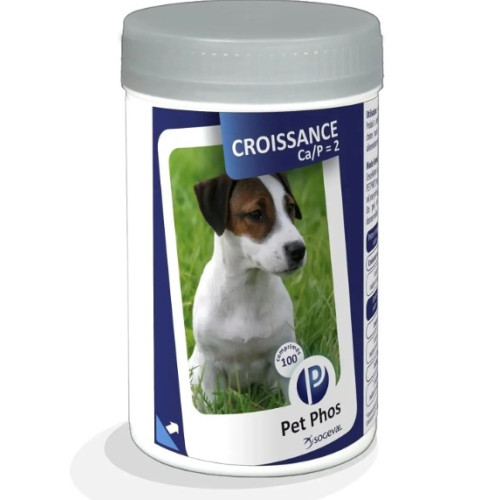 Витамины Pet Phos CROISSANCE Ca/P =2 для собак всех возрастов, 100 таблеток