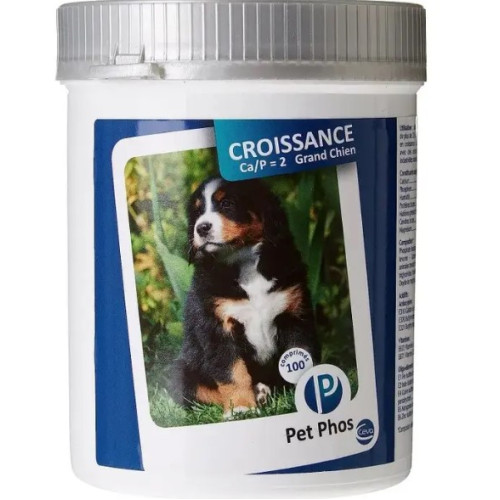Витамины Pet Phos CROISSANCE Ca/P =2 для собак больших пород, 100 таблеток