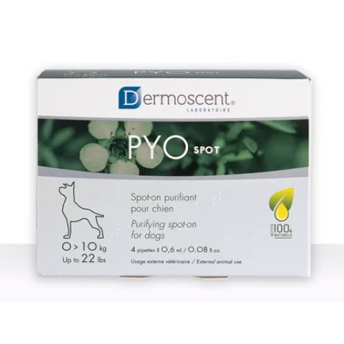 Антибактеріальні краплі на холку Dermoscent PYOspot Spot-on - для собак до 10 кг, догляд за шкірою та шерстю, 4х0,6 мл