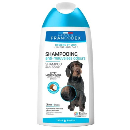 Шампунь для собак Laboratoire Francodex Anti-odour для усунення неприємного запаху, з ароматом кокосу, 250 мл