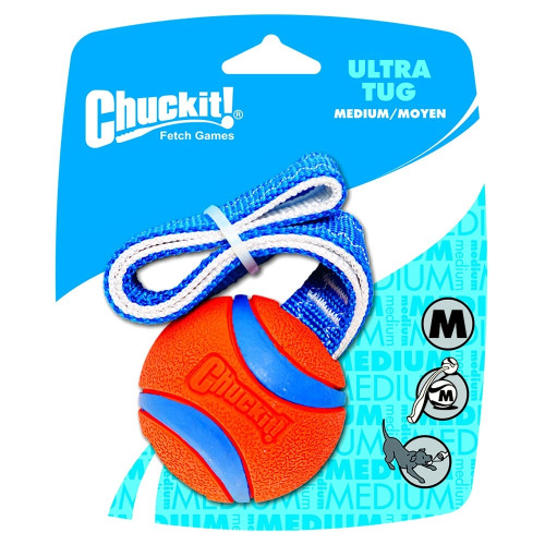 Игрушка для собак CHUCKIT! ULTRA TUG теннисный мяч ультра, с ручкой-ремнем, М (6,5 см)