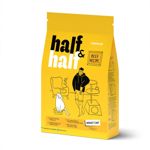 Сухой корм Half and Half Adult для взрослых кошек с говядиной 300 (г)