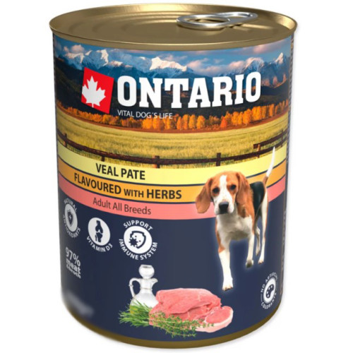 Вологий корм для собак Ontario Dog Veal Pate with Herbs з телятиною та травами 400 (г)