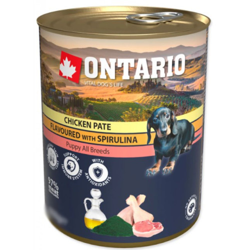 Вологий корм для цуценят Ontario Puppy Chicken Pate with Spirulina з куркою та спіруліною 400 (г)