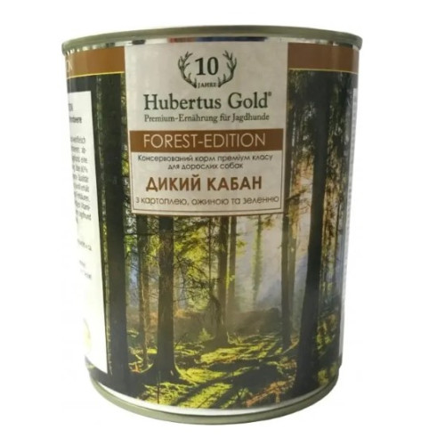 Консерва для собак Hubertus Gold  Forest Edition (Хубертус Голд) с мясом дикого кабана, картофелем, ежевикой и зеленью 800 г 