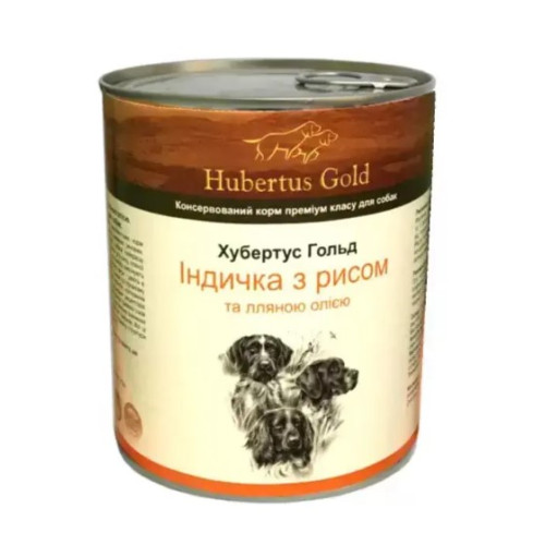 Консерва для собак Hubertus Gold (Хубертус Голд) индейка с рисом и льняным маслом 800 г