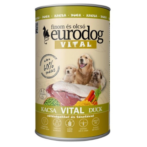 Консерва для собак EuroDog Vital со вкусом утки 1.24 кг