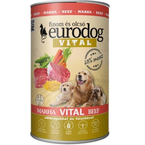 Консерва для собак EuroDog Vital со вкусом телятины 1.24 кг