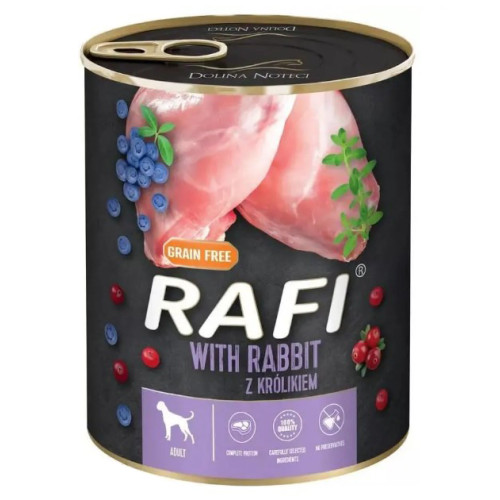 Влажный корм для собак Dolina Noteci Rafi Cans Adult with Rabbit с кроликом, голубикой и клюквой 800 (г)
