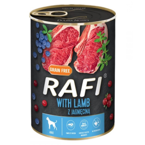 Вологий корм для собак Dolina Noteci Rafi Cans Adult with Lamb з ягням, лохиною та журавлиною 400 (г)