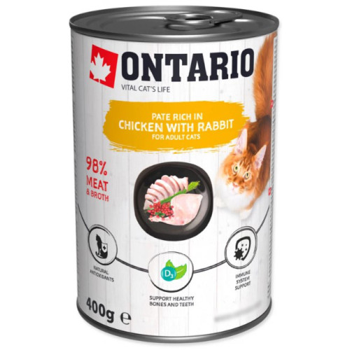 Влажный корм для кошек Ontario Cat Chicken with Rabbit с курицей, кроликом и клюквой 400 г