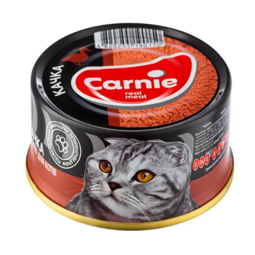 Мясной паштет Carnie с уткой для взрослых кошек 8 шт по 90 г