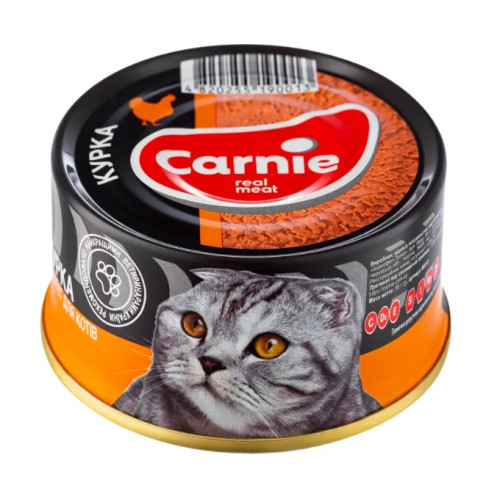 М'ясний паштет Carnie з куркою для дорослих кішок 8 шт по 90 г