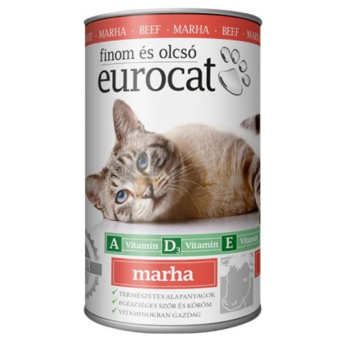 Вологий корм для дорослих кішок EuroCat з яловичиною 415 г
