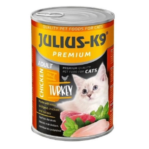 Влажный корм для взрослых кошек Julius K-9 с курицей и индейкой 415 г