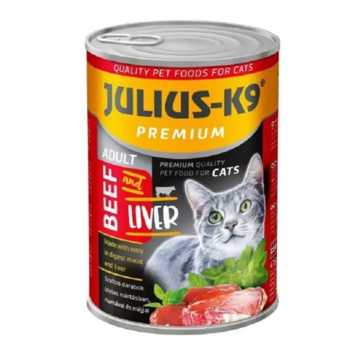 Влажный корм для взрослых кошек Julius K-9 с говядиной и печенью 415 г