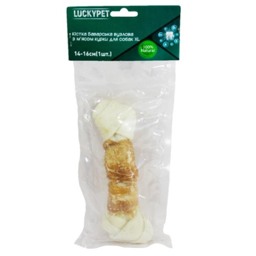 Кістка Lucky Pet Баварська вузлова №3 XL + м'ясо курки, 14-16 см, 1 шт