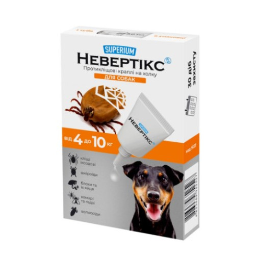 Капли от блох и клещей Superium Невертикс для собак 4-10 кг, (1 п. в упаковке)