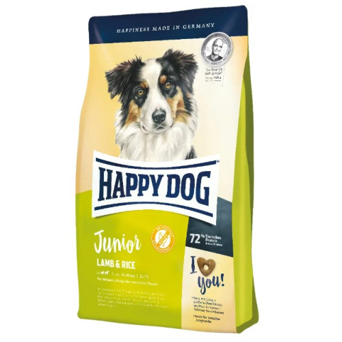 Сухой безглютеновый корм для молодых собак крупных и средних пород Happy Dog Junior Lamb & Rice (Ягненок и рис) 4 кг