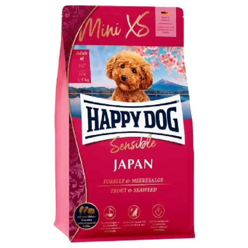 Сухой корм для собак мелких и очень мелких пород Happy Dog Sensible Mini XS Japan с курицей, форелью и водорослями  1.3 кг