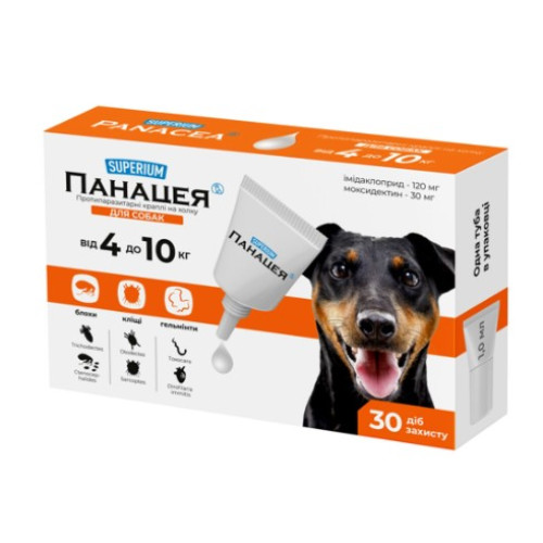 Капли противопаразитарные Superium Панацея для собак 4-10 кг, (1 п. в уп.)