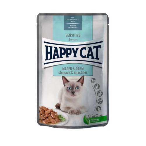Вологий корм для котів із чутливим травленням Happy Cat Sensitive Magen&Darm шматочки в соусі, з птицею 85 г