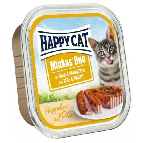 Вологий корм для кішок Happy Cat Duo Rind&Kaninchen, паштет у соусі з яловичиною та кроликом 100 г
